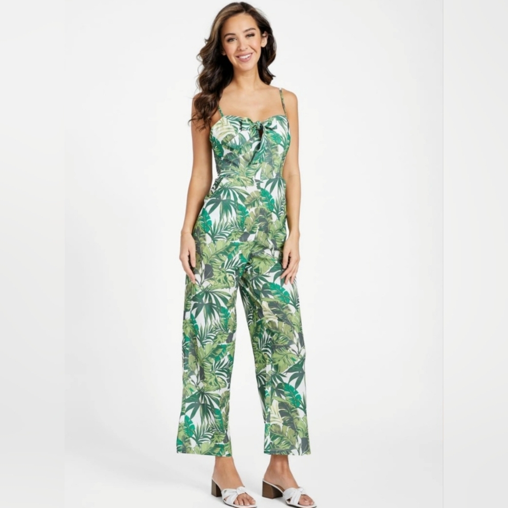 NWT Guess Valerie Tie Jumpsuit in Shamrock Tropical Infusion Size XS